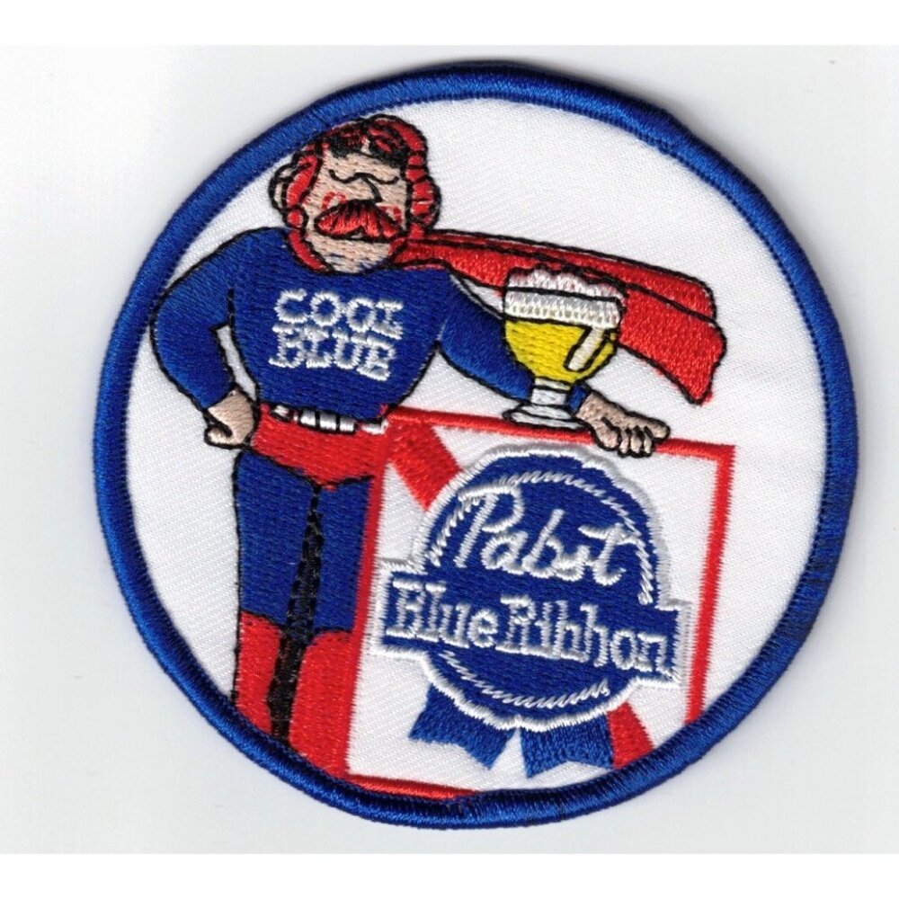Cool Blue Pabst Blue Ribbon PBR Beer Can Embroidered 3in Iron / Sew-On Patch